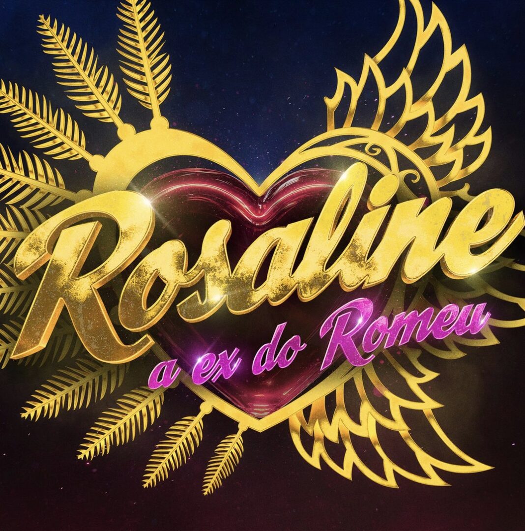 Logo de Rosaline, a Ex do Romeu, sobre um coração estilizado a dourado